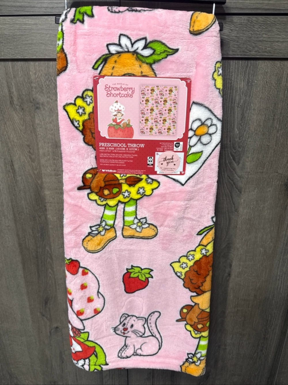 New Strawberry Shortcake Orange Blossom & Custard Cat Pink 40x50 Toddler Blanket